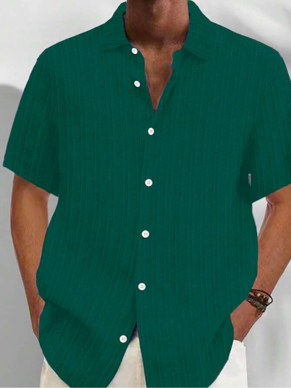 SHEIN Curve Emerald Green Pleated Button-Down Top - 2XL